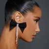 Bow fringe tassel earrings