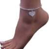 Silver boho heart anklet