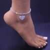 Silver boho heart anklet - Image 2