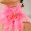 Pink feather handcrafted flower choker