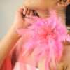 Pink feather handcrafted flower choker - Image 2