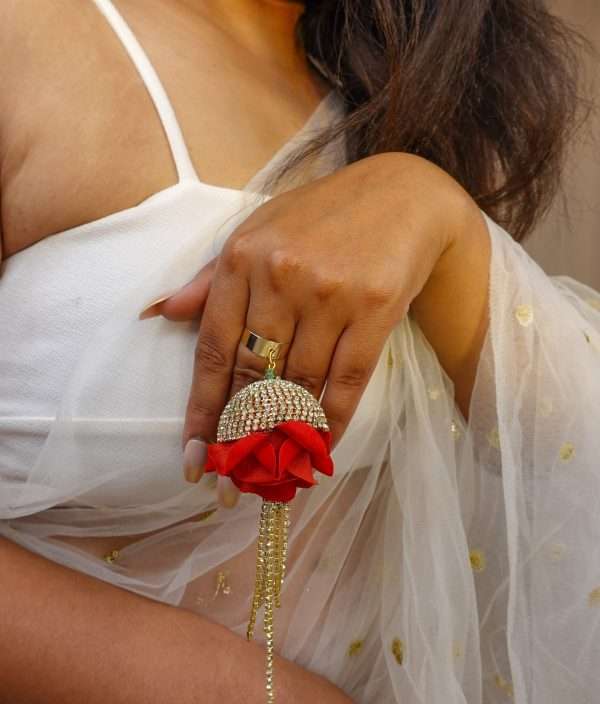 Crimson Bloom – Floral Red Statement Ring