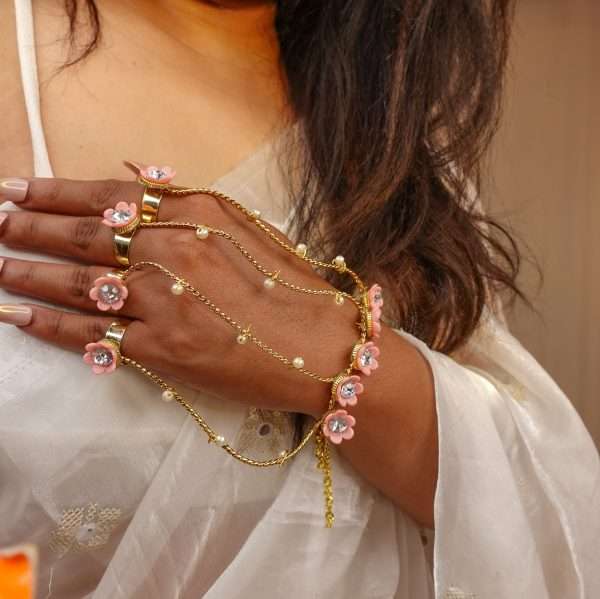 Blossom Glint – Floral Embellished Hand Accessory - Image 3