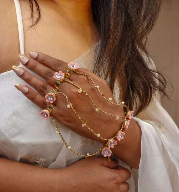 Blossom Glint – Floral Embellished Hand Accessory - Image 2