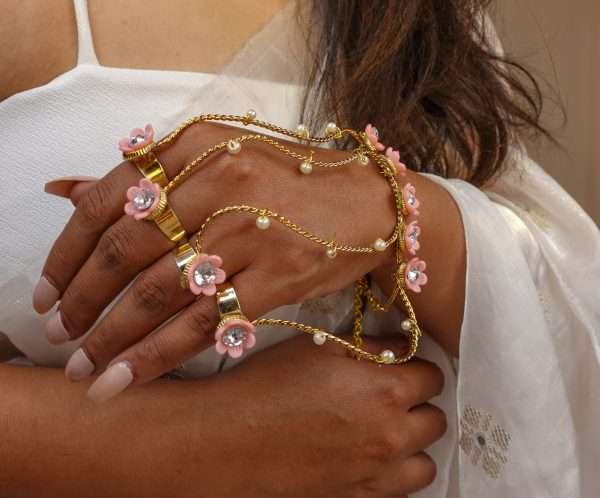 Blossom Glint – Floral Embellished Hand Accessory
