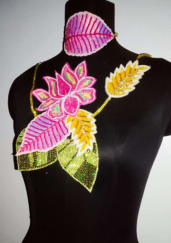 Lotus bloom sequin statement Neckpiece